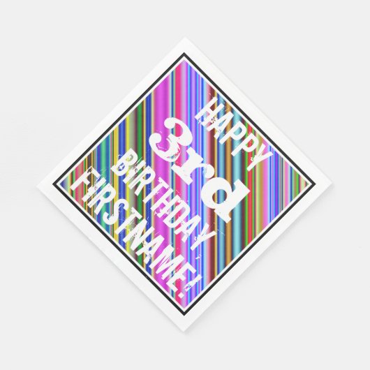 Levendige, kleurrijke 3de verjaardag + aangepaste  servetten (Hoek)