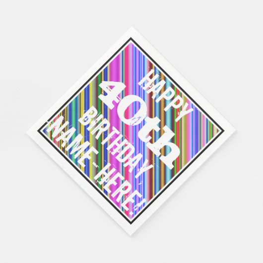 Levendige, kleurrijke 40e verjaardag + aangepaste  servetten (Hoek)