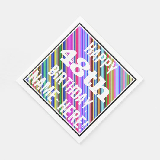 Levendige, kleurrijke 48e verjaardag + aangepaste servet (Hoek)