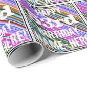 Levendige, kleurrijke 53e verjaardag + aangepaste  cadeaupapier (Rol Hoek)