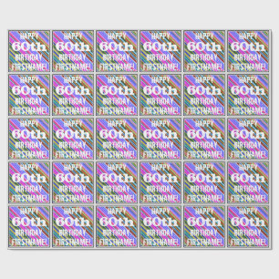 Levendige, kleurrijke 60ste verjaardag + aangepast cadeaupapier