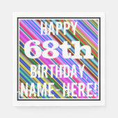 Levendige, kleurrijke 68e verjaardag + aangepaste  servetten (Voorkant)