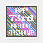 Levendige, kleurrijke 73e verjaardag + aangepaste  servetten (Voorkant)