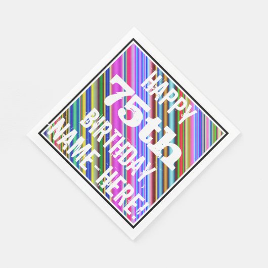 Levendige, kleurrijke 75e verjaardag + aangepaste  servetten (Hoek)