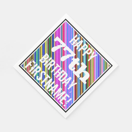 Levendige, kleurrijke 77e verjaardag + aangepaste  servetten (Hoek)