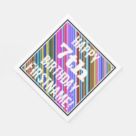 Levendige, kleurrijke 7e verjaardag + aangepaste n servetten (Hoek)