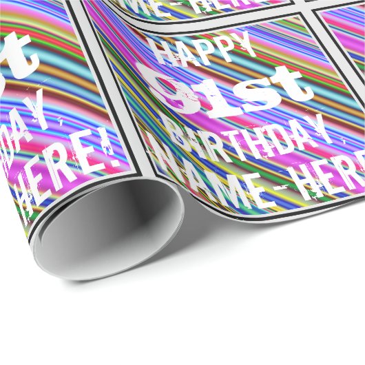 Levendige, kleurrijke 91ste verjaardag + aangepast cadeaupapier (Rol Hoek)