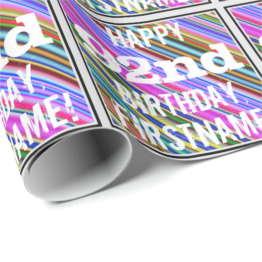 Levendige, kleurrijke 92e verjaardag + aangepaste  cadeaupapier (Rol Hoek)