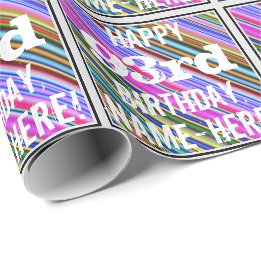 Levendige, kleurrijke 93e verjaardag + aangepaste  cadeaupapier (Rol Hoek)