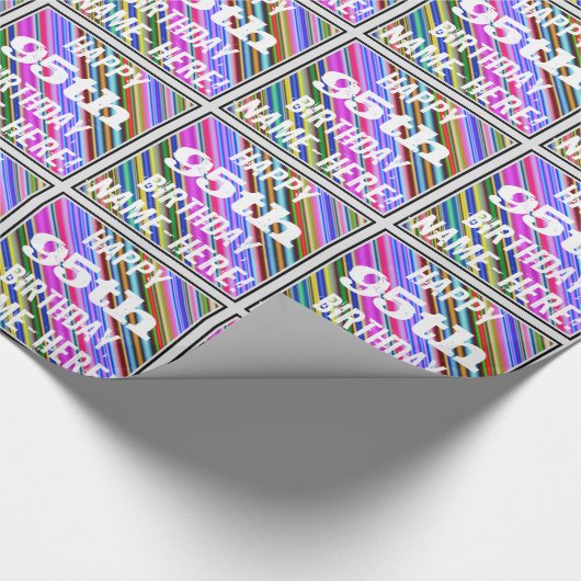 Levendige, kleurrijke 95e verjaardag + aangepaste cadeaupapier (Hoek)