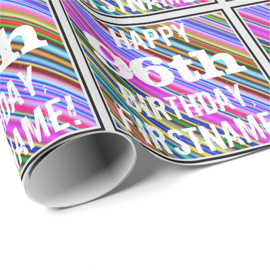 Levendige, kleurrijke 96e verjaardag + aangepaste cadeaupapier (Rol Hoek)