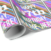 Levendige, kleurrijke 97e verjaardag + aangepaste  cadeaupapier (Rol Hoek)