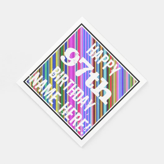 Levendige, kleurrijke 97e verjaardag + aangepaste servetten (Hoek)