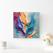 Levendige kleurrijke Abstracte schilderkunst Vierkante Klok (Huis)