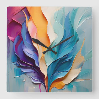 Levendige kleurrijke Abstracte schilderkunst Vierkante Klok