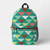 Levendige kleurrijke Blauwgroen Monogram Initialen Bedrukte Rugzak (Voorkant)