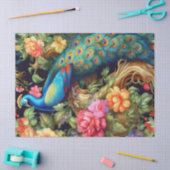 Levendige Kleurrijke Bloemen Pauw Decoupage Tissuepapier (Craft)