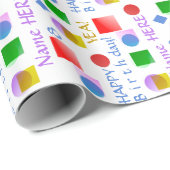 Levendige, kleurrijke gepersonaliseerde Kinder Hap Cadeaupapier (Rol Hoek)