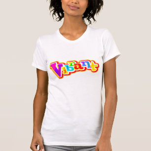 Levendige kleurrijke grafische tekst dames t-shirt