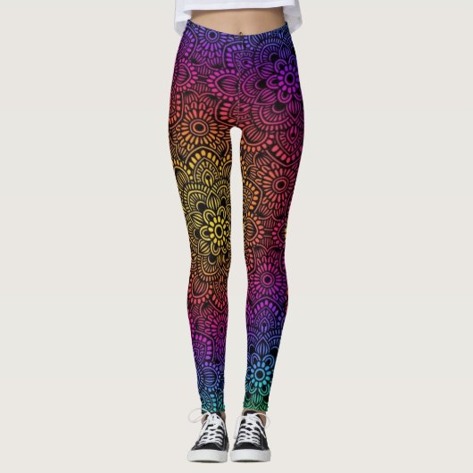 Levendige kleurrijke kunst leggings (Voorkant)