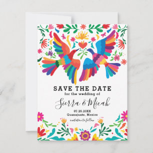 Levendige Kleurrijke Mexicaans Geïnspireerde Vogel Save The Date
