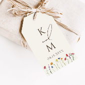 Levendige Kleurrijke Monogram Wildflower Bloom Bru Cadeaulabel