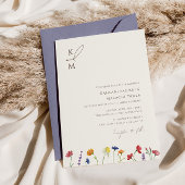 Levendige Kleurrijke Monogram Wildflower Bloom Bru Kaart