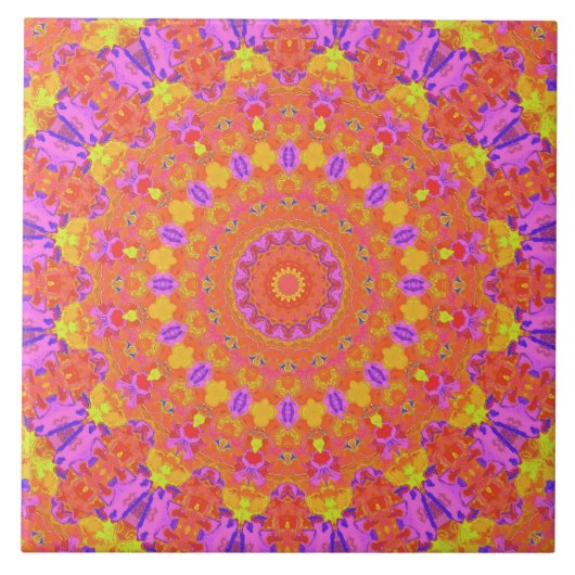 Levendige Kleurrijke Psychedelische Abstracte Kale Tegeltje (Voorkant)