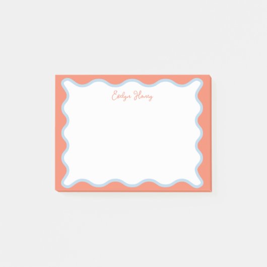 Levendige kleurrijke roze blauwe golvende zigzagra post-it® notes (Voorkant)