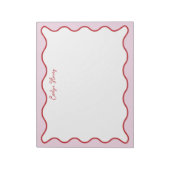 Levendige kleurrijke roze rode golvende zigzagrand notitieblok (Gedraaid)