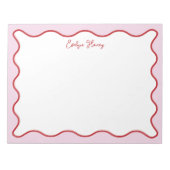 Levendige kleurrijke roze rode golvende zigzagrand notitieblok (Voorkant)