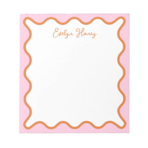 Levendige kleurrijke roze Sinaasappel golvende zig Notitieblok