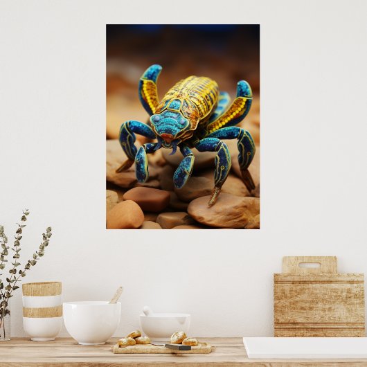 Levendige kleurrijke Scorpion's Portret #1 Poster (Keuken)