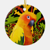 Levendige kleurrijke Sun Conure Parrot Keramisch Ornament (Voorkant)