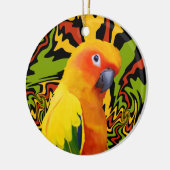 Levendige kleurrijke Sun Conure Parrot Keramisch Ornament (Links)