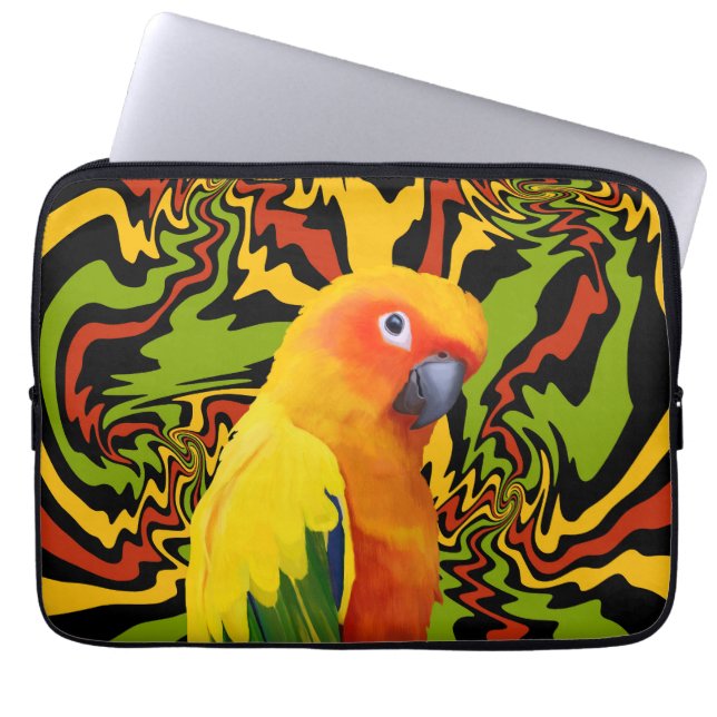 Levendige kleurrijke Sun Conure Parrot Laptop Sleeve (Voorkant)