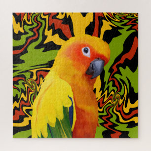 Levendige kleurrijke Sun Conure Parrot Legpuzzel