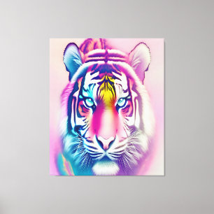 Levendige kleurrijke tijger gezicht gedurfde moder canvas afdruk