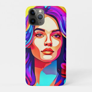 Levendige kleurrijke vrouw gezicht in artistieke e iPhone 11 pro hoesje