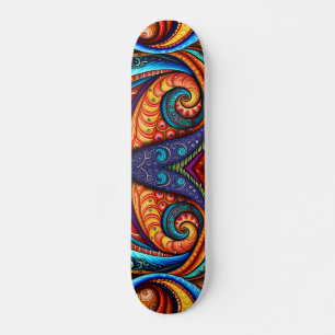 Levendige kleurrijke wervelingen skateboard