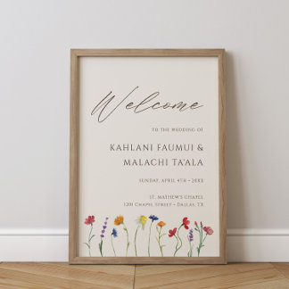 Levendige Kleurrijke Wildflower Bloom Bruiloft Wel Poster