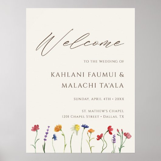 Levendige Kleurrijke Wildflower Bloom Bruiloft Wel Poster (Voorkant)