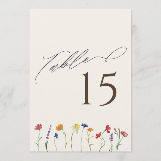 Levendige Kleurrijke Wildflower Bloom Trouwtafel Programma (Voorkant)