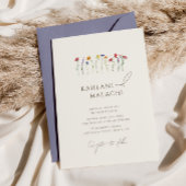 Levendige Kleurrijke Wildflower Moderne Bruiloft Kaart