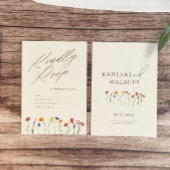 Levendige Kleurrijke Wildflower Moderne Bruiloft RSVP Kaartje