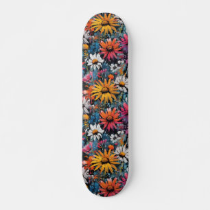 Levendige kleurrijke Wildflower Print Skateboard