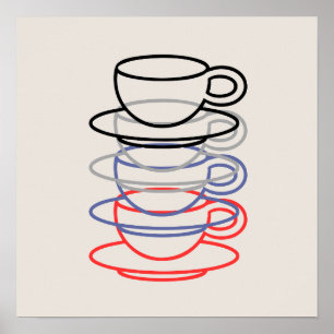 Levendige koffiekopjes Kunst Poster
