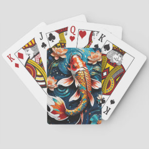 Levendige Koi en mooie bloemen Aquatic Scene Pokerkaarten