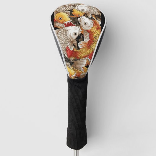 Levendige Koi Harmony - Japanse Koi Vis Naadloos Golfheadcover (Voorkant)