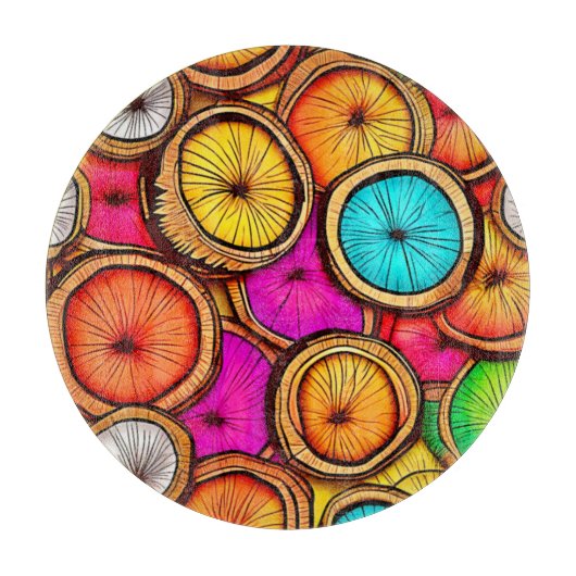 Levendige Kokosnoot Slice Abstract Design Snijplank (Voorkant)